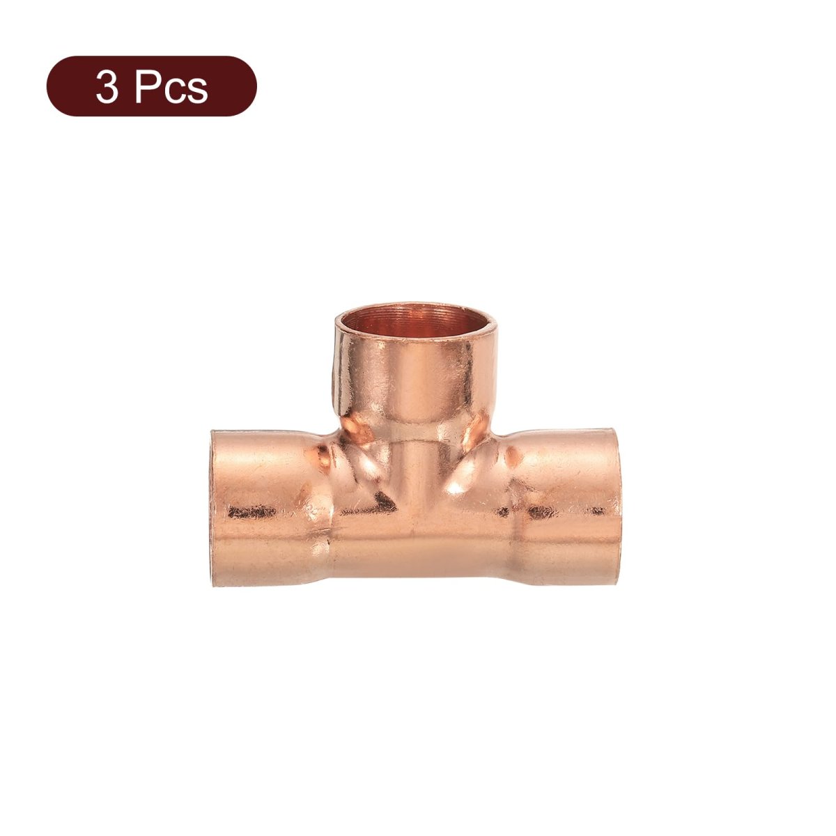1 2-inch X Copper Reducing Tee Pressure Pipe Fitting Connector For Plumbing Supply And Refrigeration 3pcs