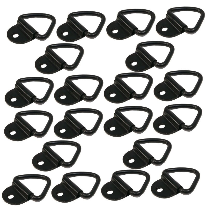 Pack Of 20 1 4 Black Steel D Ring Bracket Clip Anchor Tie Down Trailer Truck Atv Boat