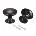 Drawer Knobs 2pcs 24mm 0 94 Round Pull Handles Zinc Alloy Matt Black 