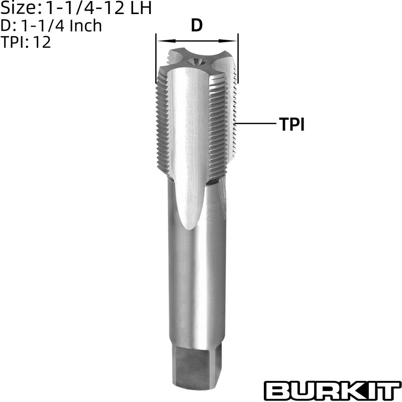 Burkit 1-1 4 -12 Unf Thread Tap Left Hand Hss X 12 Straight Fluted Machine