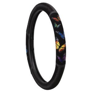 Auto Expressions Monarch Butterfly Steering Wheel Cover Black Color