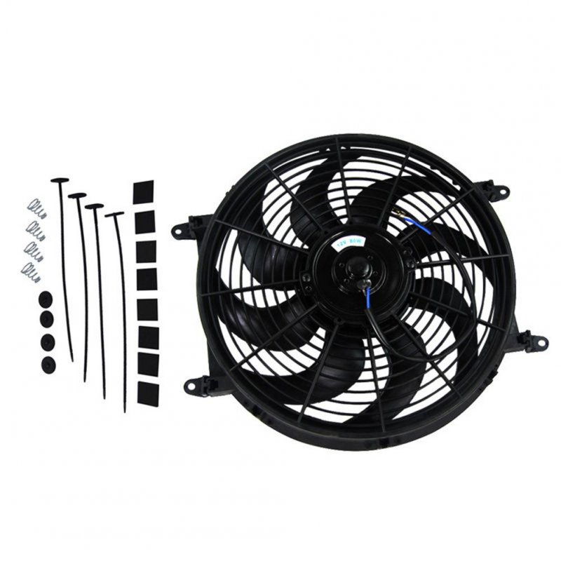 14 In 12v 90w Universal Electric Radiator Cooling Slim Fan Push Pull Mount Kit 8 Plastic Blades 2000 Rpm 2250 Cfm For