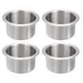 4 Pcs 201 Stainless Steel Drop-in Cup 2 X 37 Drink Can Holder Poker Table Insert For Sofa Boat Car Marine Silver 
