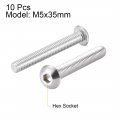 Uxcell M5x35mm Machine Screws Hex Socket Round Head Screw 304 Stainless Steel Fasteners Bolts 10pcs