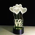 Atda Romantic Gift 4 Heart Love 3d Optical Illusion Touch Botton 7 Color Changing Led Night Light Desk Lamp 15 Keys Remote 