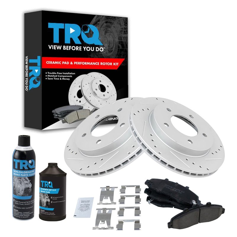Trq Front Performance Brake Rotor Posi Ceramic Pad Kit W Chemicals For Ford