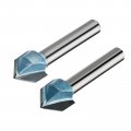 1 4 X 2 60 90 Degree Carbide Tipped 2-flute Cnc V-groove Router Bit Cutter 2pcs 