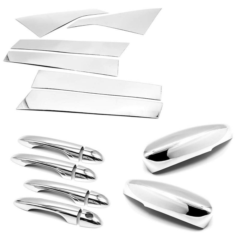 S Sizver Exclusive Combo Set Door Pillar Mirror Handle Covers No Smart Key Cutout For 2015-2017 Chrysler 200