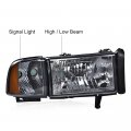 G-plus Headlight Lamps Compatible With 1994-2001 Dodge Ram 1500 1994-2002 2500 3500 Smoky Lens Chrome Housing Amber Reflector