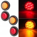 Ocpty 9led Side Marker Light 2pcs 2a Amber Red Round Trailer Lamp Stop Turn Tail W Rubber Mounting Grommet And Pigtails Fit For