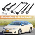 6 Pcs Front Inner Outer Tie Rod Sway Bars Suspension Kit For Toyota Camry 2007 2011 Stabilizer Bar Link Steering End Black