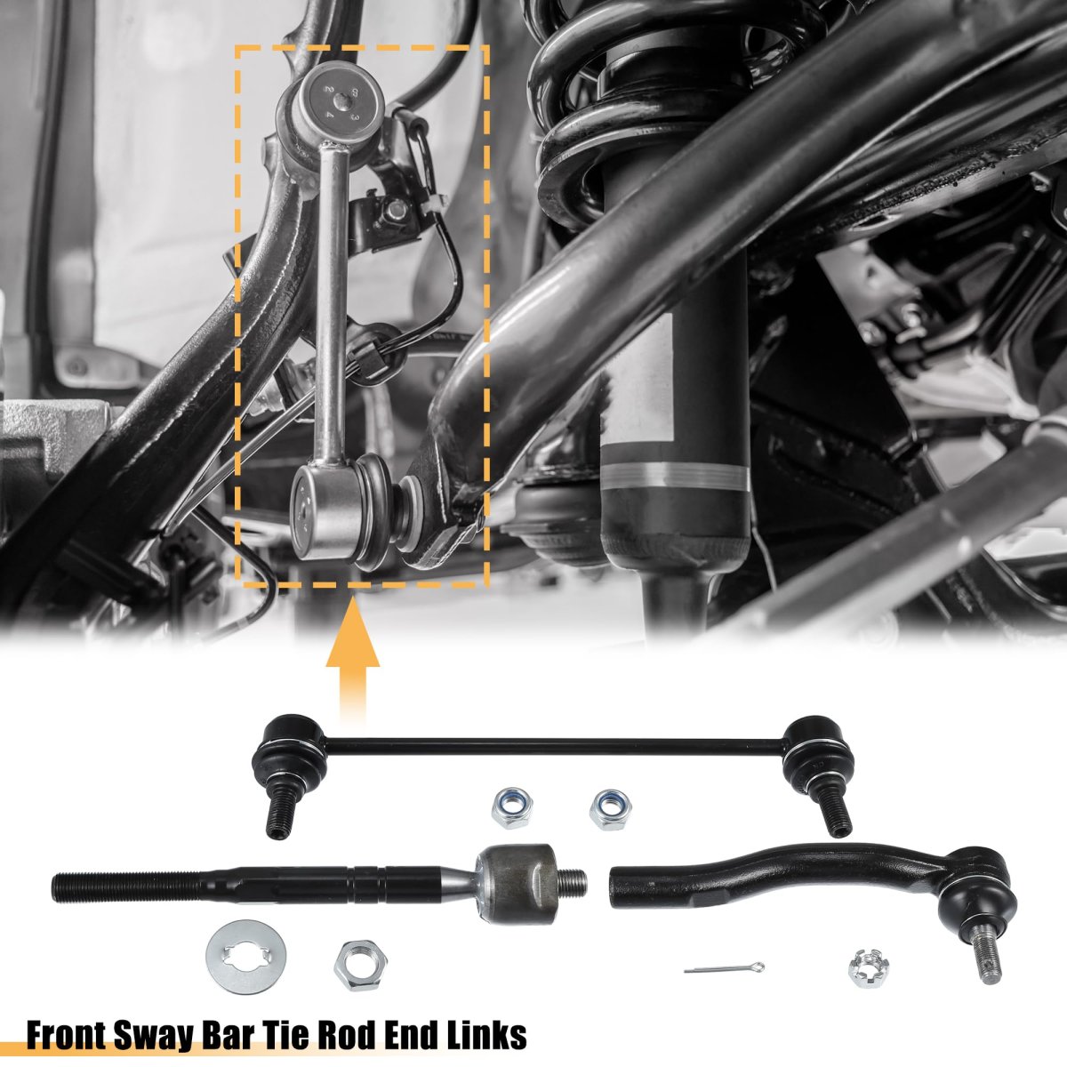 6 Pcs Front Inner Outer Tie Rod Sway Bars Suspension Kit For Toyota Camry 2007 2011 Stabilizer Bar Link Steering End Black