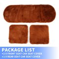 Universal Car Seat Cover Set Cushion For Front Rear Shearling Wool Mat Golden Brown 1