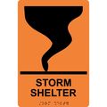 Compliancesigns Acrylic Ada Severe Weather Shelter Sign 9 X 6 In With English Braille Orange 