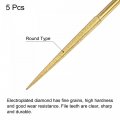 Uxcell Diamond Needle Files 4mm X 160mm Titanium Coated Round Hand Tool With Tpu Handle For Metal Stone Wood 5pcs