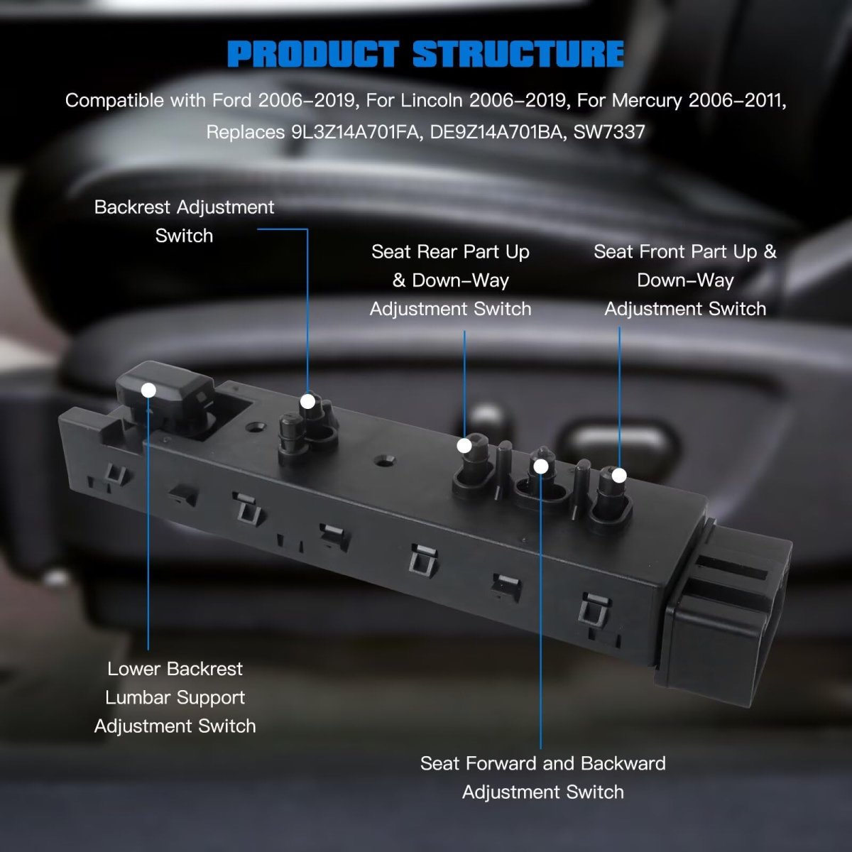 Version Power Seat Switch Driver Side For Ford Explorer Expedition F150 F250 F350 Flex Fusion Lincoln Mkx Mkz Mercury Milan