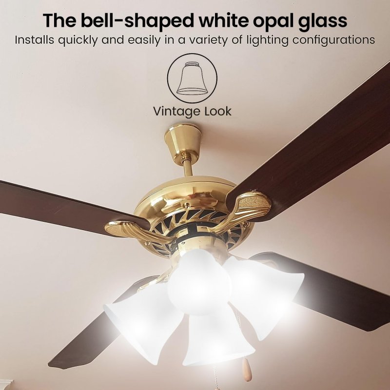 Dysmio Ceiling Fan Light Covers Globes Replacement Glass Fixture White Opal Bell 5 Inches High 4-3 In Diameter Standard 2-1