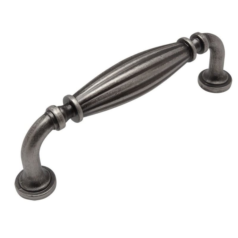 Cosmasa 7123wn Weathered Nickel Country Style Cabinet Hardware Ribbed Handle Pull 3-3 4 Inch 96mm Hole Centers
