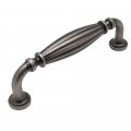 Cosmasa 7123wn Weathered Nickel Country Style Cabinet Hardware Ribbed Handle Pull 3-3 4 Inch 96mm Hole Centers 