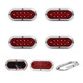 4 Pack Of Long Haul Red 6 Oval Surface Mount Stop Tail Turn Led W Chrome Bezel 