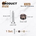 16pcs Brass Decorative Screws With Caps 10mm Mirror Cover Self-tapping For Furniture Cabinet Fixing Red Bronze