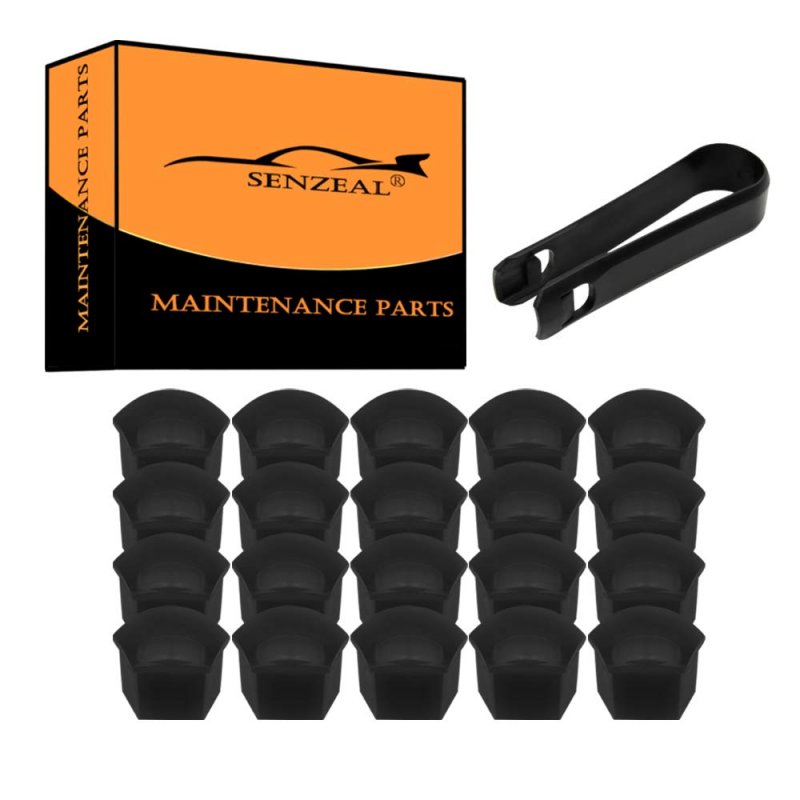 20pcs 21mm Universal Hex Wheel Lug Nut Bolt Cover Caps Black Plastic Protector For Cars With Removal Tool