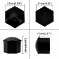 20pcs 21mm Universal Hex Wheel Lug Nut Bolt Cover Caps Black Plastic Protector For Cars With Removal Tool