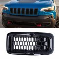 Fydun 7pcs Front Grill Mesh Inserts Refit Grille Guard Trim For Cherokee 2014-2018 Black Frame