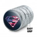 Superman Usa American Flag Shield Logo Tire Rim Wheel Aluminum Valve Stem Caps