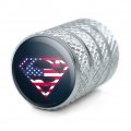 Superman Usa American Flag Shield Logo Tire Rim Wheel Aluminum Valve Stem Caps