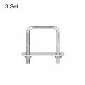 Uxcell Square U-bolts 3 Sets 42mm 1 65 Inner Width 60mm Length M6 304 Stainless Steel U Clamp Bolt With Nuts And Plates For