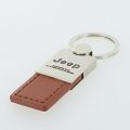Au-tomotive Gold Inc Officially Licensed Brown Duo Leather Chrome Key Fob For Jeep Grand Cherokee