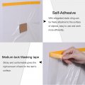 Uxcell Pre-taped Masking Film 11 8 In X 65 Ft Plastic Drop Cloth With Medium-tack Painters Tape For Painting Protection 2 Rolls