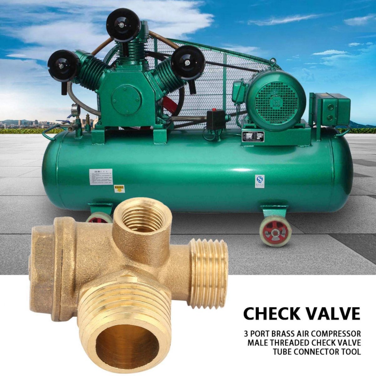 Lantro Js 3 Way Air Compressor Check Valve G1 8 X G3 2 Brass Male Threaded Tube Connector Tool Central Pneumatic Replacement