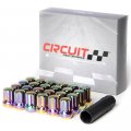 Circuit Performance Spline Drive Tuner Acorn Lug Nuts Neo-chrome Rainbow 14x1 5 Forged Steel 20pc Tool Compatible With Dodge