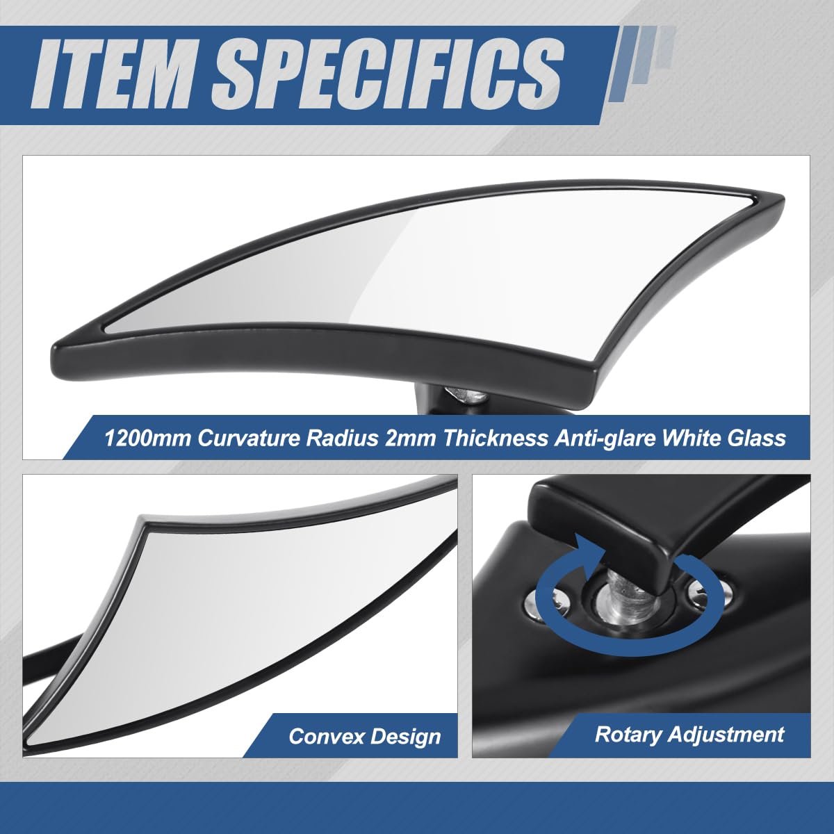 Universal Motorcycle Side Mirrors Rear View Rotary Adjustment Handlebar Mount For Honda Suzuki Yamaha Kawasaki Harley Ducati
