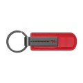 Dodge Charger R T Red Pu Leather Strap Gunmetal Gray Metal Bar Key Chain Official Licensed