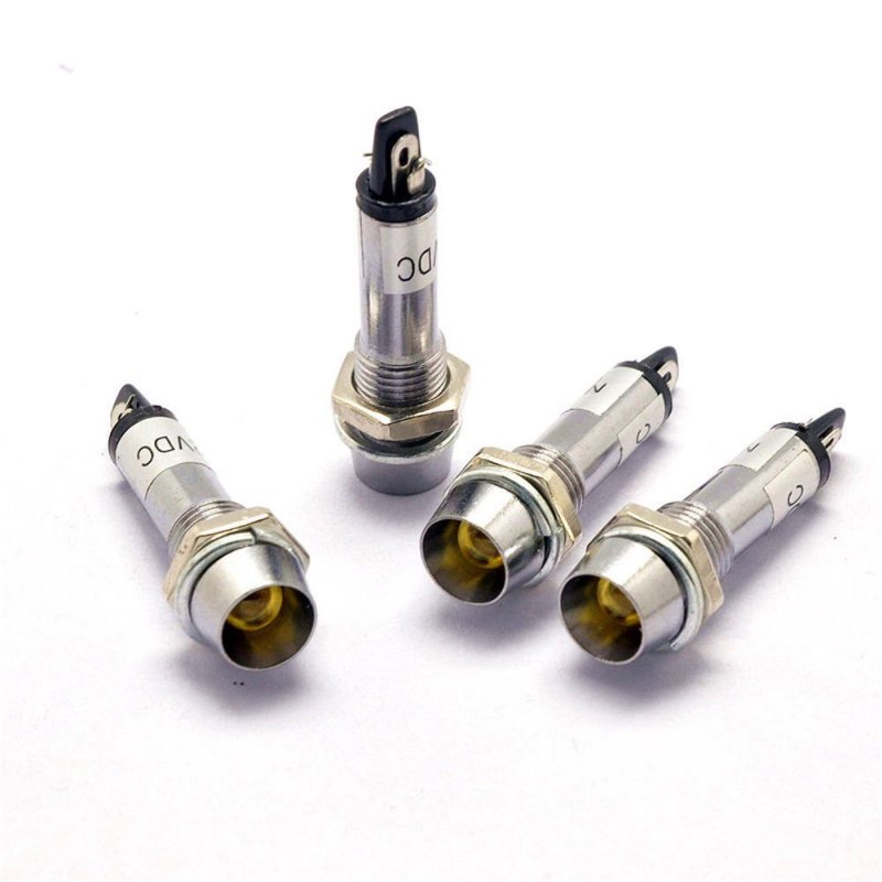 Polarlander 12v 4pcs Universal Truck Green Blue Red Amber Aluminum Led Signal Light Durable 8mm Round Dash Indicator