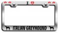 I Love Italian Greyhound Dogs Pets Chrome Metal License Plate Frame Tag Holder E89 
