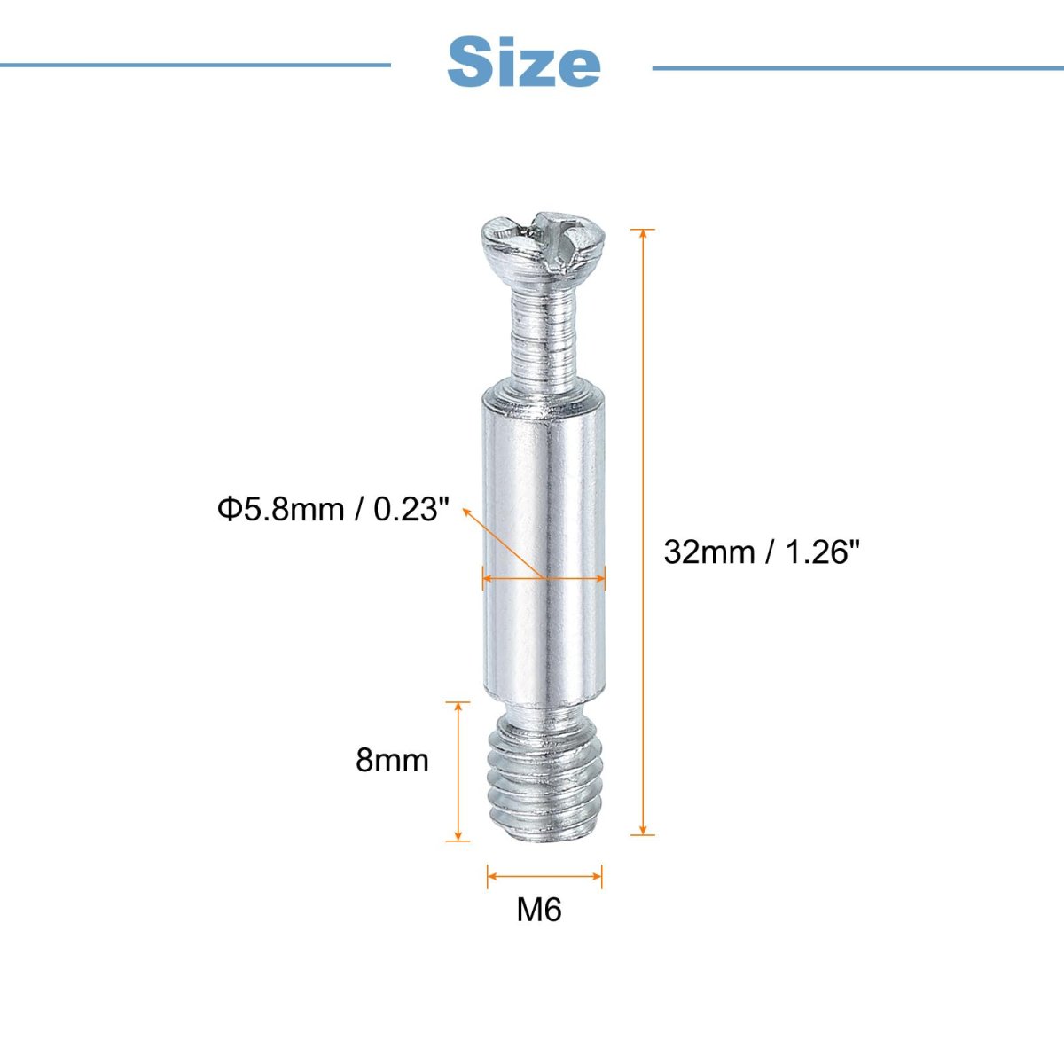 10pcs 32mm Furniture Connecting Fittings Thread Bolts Dowels Screws Metal Dowel Fitting Fasteners For Cabinet Drawer And