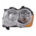 Headlightsdepot Chrome Housing Halogen Headlight For Jeep Grand Cherokee 2008-2010 Includes Left Driver Side Headlamp 