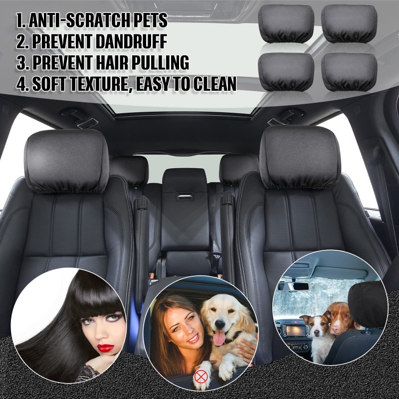 Universal Car Headrest Covers 4 Pack Soft Breathable Fabric Seat Protector For Cars Trucks And Suvs Gray 9 06 In By 84