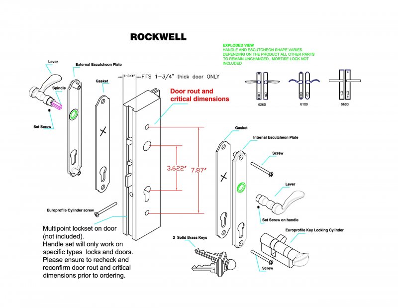 Rockwell Contemporary Keyed Entry Handle Set In Brushed Nickel Only Fits Doors With A Multipoint Lock Multipoint Not Included