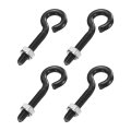 4 Pack Eye Bolts M6 X 35mm 304 Stainless Steel Threadedbolt Black Eye Hooks With Nut For Hanging Or Securing Cables 