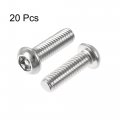 Uxcell M6x20mm Torx Security Machine Screw 20pcs Pan Head Screws Inside Column With T30 L-type Wrench 304 Stainless Steel
