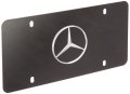 Mercedes-benz Logo On Black Steel Auto License Plate Official Product