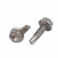 Uxcell M4 2x16mm 410 Stainless Steel Self Tapping Drilling Hex Flange Bolt 25pcs