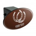 Personalized Custom 1 Line Lucky Horseshoes Cowboy Cowgirl Oval Tow Trailer Hitch Cover Plug Insert