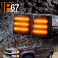 Nslumo Sequential Amber Led Side Marker Lights For 1994-1999 Gmc Chevy C K Series Pickup Front Corner Upper Lower Turn Signal