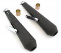 Set Of 2-17 Flat Black Chrome Reverse Cone Short Mufflers I D 3 8 To 1 2 Cafe Racer Brat